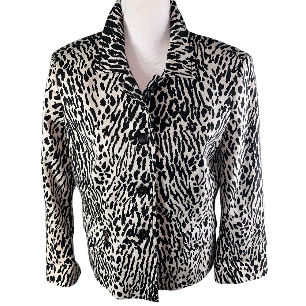 Talbots Black and White Animal Print Blazer